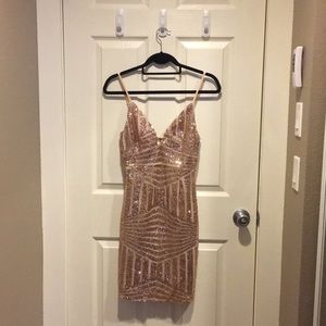 Tiger Mist Rose Gold Sequin Dress